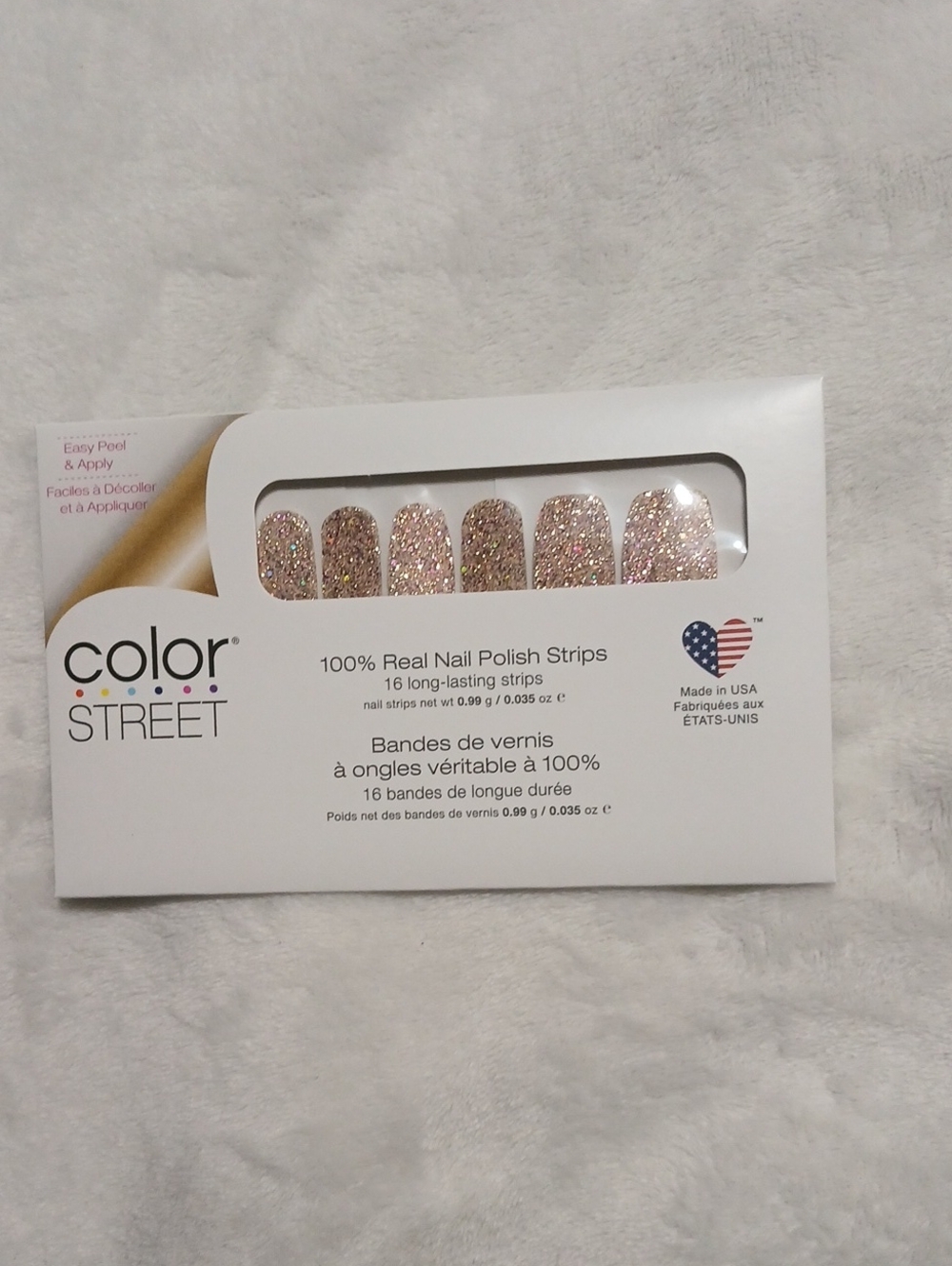 NC11 Color Street Glitter Gold & Rose Press-On Nail Strips: TOKYO LIGHTS